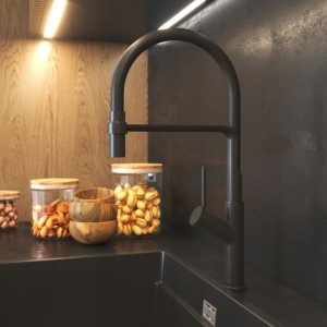 Bateria kuchenna stojąca Pyramis Flexos czarna elastyczna wylewka