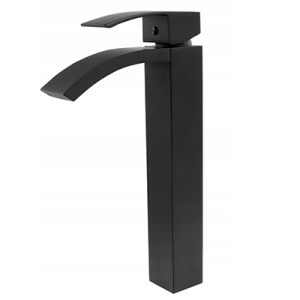 Bateria umywalkowa czarna wysoka kaskada wodospad