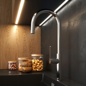 Bateria kuchenna z wyciąganą wylewką chrom kran Prati