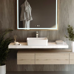 Prostokątne podświetlane lustro energooszczędne LED 100×80 Orion Rose Gold