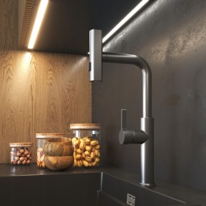 Bateria kuchenna Giro z wyciąganą wylewką gun grey 3 strumienie wody