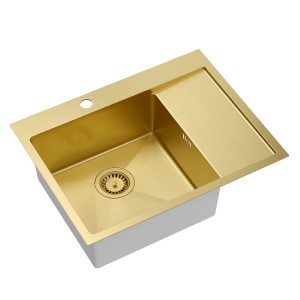 Russel 116 SteelQ zlewozmywak PVD R10 miedziany z syfonem 1-komorowy z/o - 3 kolory