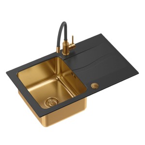 Michael 111 Fusion HardRock onyx z komorą miedziana z syfonem Push 2 open z baterią Maggie miedziana