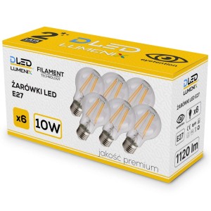 6x Żarówka E27 LED 1120lm 10W filament