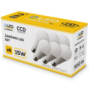 6x Żarówka E27 LED 1580lm 15W CCD kula