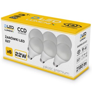 6x Żarówka E27 LED 2180lm CCD 22W kula