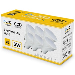 6x Żarówka GU10 LED 550lm 5W CCD