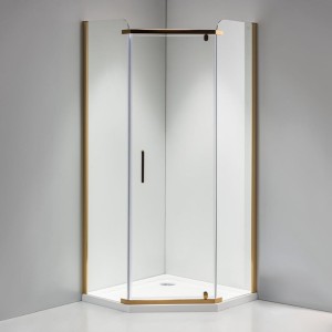 Kabina prysznicowa pięciokątna KZ91A złota 80 x 80 cm 