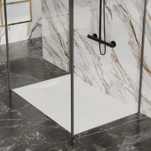 Brodzik prysznicowy kamienny prostokątny slim Riko biały 120 x 90 cm
