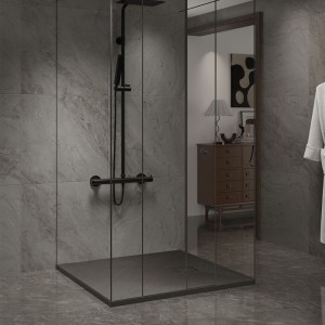 Brodzik prysznicowy kamienny kwadratowy slim Riko czarny 90 x 90 cm 