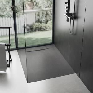 Brodzik prysznicowy kamienny kwadratowy slim Miko czarny 90 x 90 cm