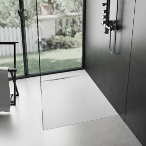 Brodzik prysznicowy kamienny kwadratowy slim Miko biały 90 x 90 cm 