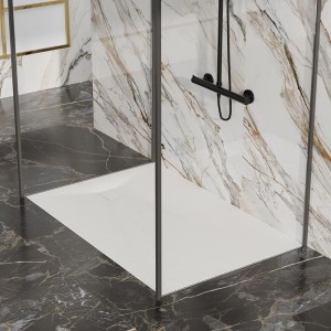 Brodzik prysznicowy kamienny prostokątny slim Riko biały 150 x 80 cm