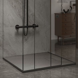 Brodzik prysznicowy kamienny prostokątny slim Juko szary 90 x 90 cm