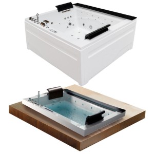 Wanna z hydromasażem Kalambo 914 czarna z obudową 190 x 150 cm