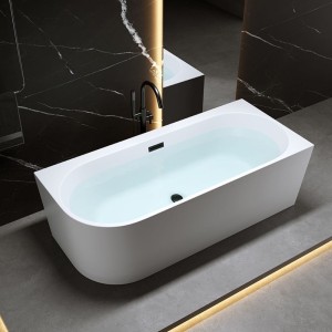 Wanna wolnostojąca przyścienna Mera 509A prawa biała 140 x 75 cm przelew czarny 