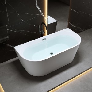 Wanna wolnostojąca przyścienna Lena 527C biała 160 x 75 cm przelew chrom