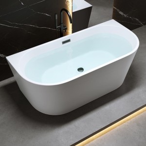 Wanna wolnostojąca przyścienna Lena 527D biała 170 x 75 cm przelew czarny