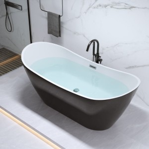 Wanna wolnostojąca Rica 513B czarna 160 x 75 cm przelew chrom