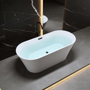 Wanna wolnostojąca Lizbona 502B biała 160 x 75 cm przelew czarny 