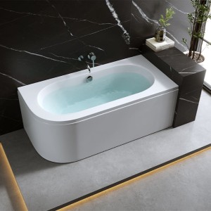 Wanna przyścienna z obudową Ebi prawa biała 160 x 75 cm przelew chrom