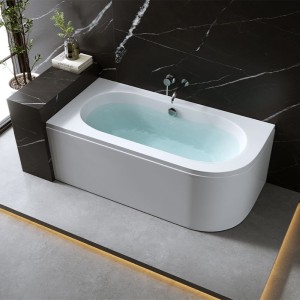 Wanna przyścienna z obudową Ebi lewa biała 170 x 75 cm przelew chrom