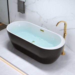 Wanna wolnostojąca Porto 503A czarna 150 x 75 cm przelew złoty