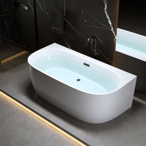 Wanna wolnostojąca przyścienna Nora 526B biała 150 x 80 cm przelew czarny 