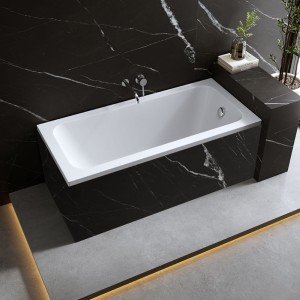 Wanna przyścienna biała do zabudowy Nilo 170 x 70 cm przelew chrom