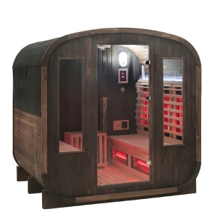 Sauna ogrodowa kombo fińska/infrared beczka Hamar-A 180 x 200 cm 4-6 osobowa 2w1