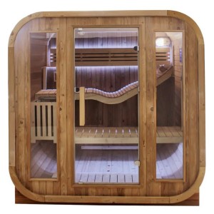 Sauna ogrodowa fińska beczka z piecem Molde 180 x 200 cm 2-4 osobowa