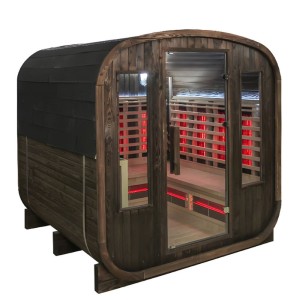 Sauna ogrodowa kombo fińska-infrared beczka Vanta 200 x 200 cm 4-6 osobowa 2w1 