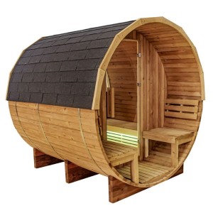 Sauna ogrodowa fińska beczka z piecem Tromso 210 x 210 cm 4-6 osobowa 