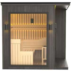 Sauna ogrodowa fińska altanka Espo-Black z piecem 8KW 236-213 cm 6-8 osobowa