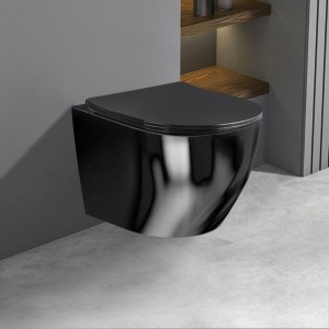 Miska WC wisząca Rimless Mizu-BL-Rim-03 czarna deska wolnoopadająca Duroplast 
