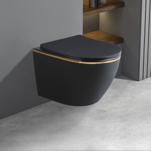 Miska WC wisząca Rimless Mizu-MTB-GL-Rim-03 czarny mat deska wolnoopadająca Duroplast 