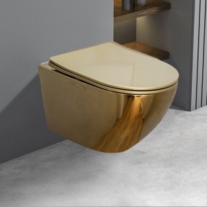 Miska WC wisząca Rimless Mizu-GL-BL-Rim-03 złoty połysk deska wolnoopadająca Duroplast