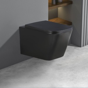 Miska WC wisząca Rimless Rain-MTB-Rim-03 czarna mat deska wolnoopadająca Duroplast 