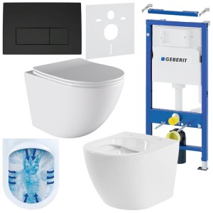 Zestaw podtynkowy WC stelaż Geberit Duofix miska Puro-WH-03 przycisk Delta 50 czarny mat