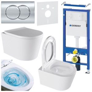 Zestaw podtynkowy WC stelaż Geberit Duofix miska Elite-WH-02 przycisk Delta 01 chrom
