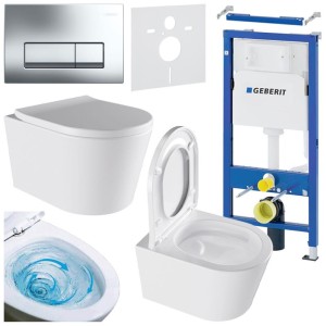 Zestaw podtynkowy WC stelaż Geberit Duofix miska Elite-WH-02 przycisk Delta 50 chrom