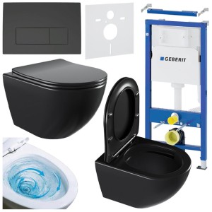 Zestaw podtynkowy WC stelaż Geberit Duofix miska Nero-MTB-03 przycisk Delta 50 czarny mat