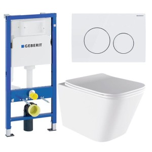 Zestaw podtynkowy WC stelaż Geberit Duofix miska Aqua-WH-03 przycisk Delta 20 biały 