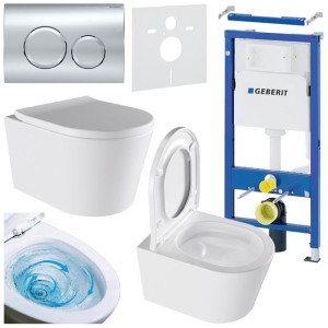 Zestaw podtynkowy WC stelaż Geberit Duofix miska Elite-WH-02 przycisk Delta 20 chrom