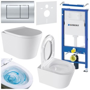 Zestaw podtynkowy WC stelaż Geberit Duofix miska Elite-WH-02 przycisk Delta 30 biały