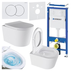 Zestaw podtynkowy WC stelaż Geberit Duofix miska Elite-WH-03 przycisk Delta 01 biały