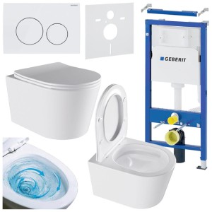 Zestaw podtynkowy WC stelaż Geberit Duofix miska Elite-WH-03 przycisk Delta 20 biały