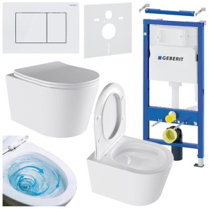 Zestaw podtynkowy WC stelaż Geberit Duofix miska Elite-WH-03 przycisk Delta 30 biały