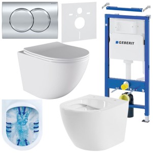 Zestaw podtynkowy WC stelaż Geberit Duofix miska Puro-WH-03 przycisk Delta 01 chrom