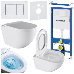 Zestaw podtynkowy WC stelaż Geberit Duofix miska Nero-WH-TR-02 przycisk Delta 30 biały